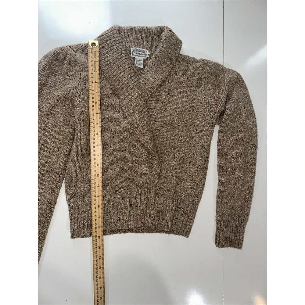 Vintage The Villager Brown Silk Wool Blend Cardigan SIZE Medium - Picture 6 of 9